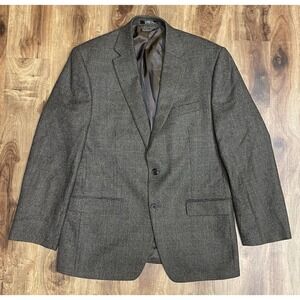 Ralph Lauren Tweed Blazer Sport Jacket Men 40R Brown 100% Wool Houndstooth